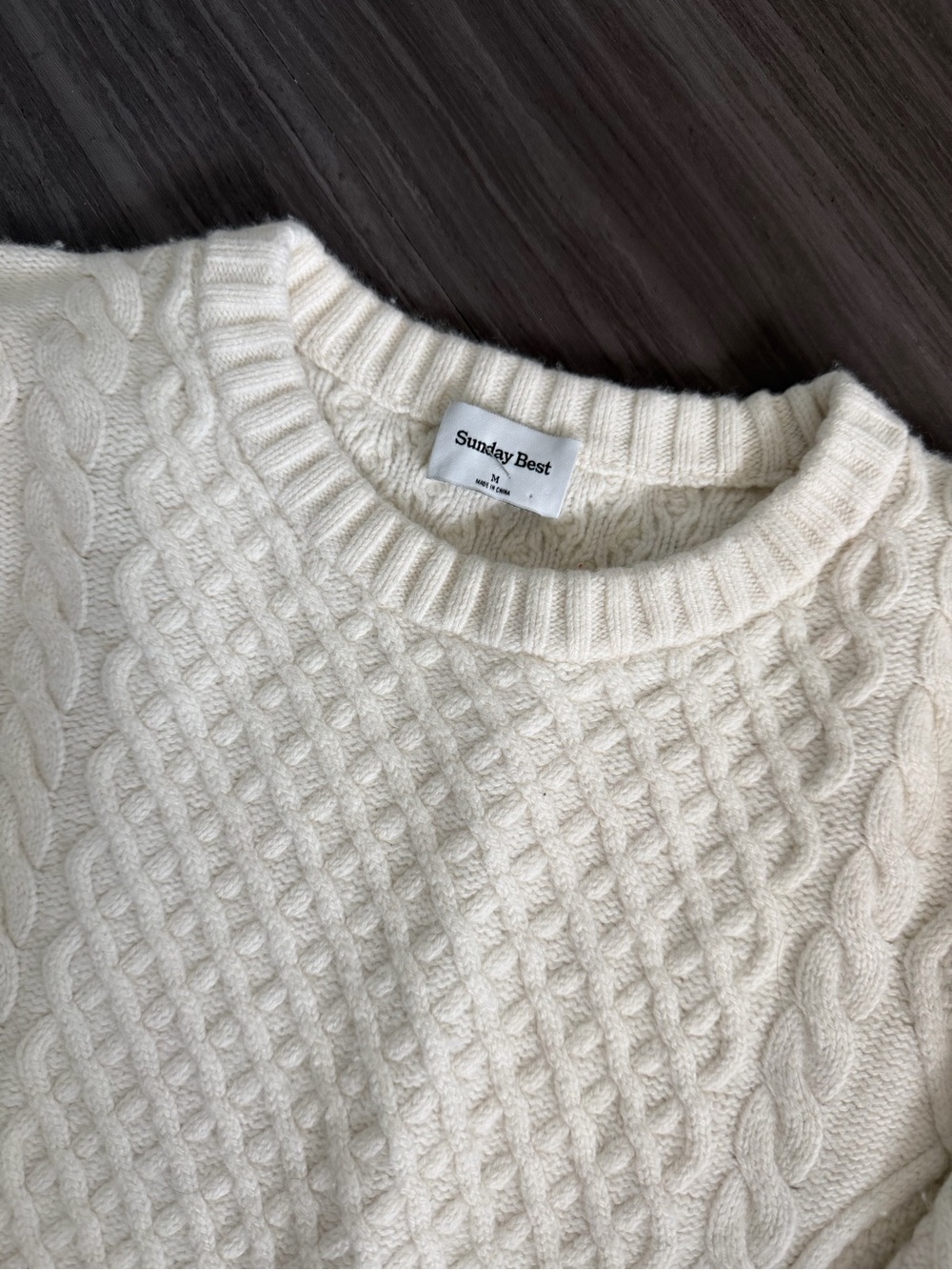 Aritzia Cream Cable Crewneck Sweater - Picture 2 of 2
